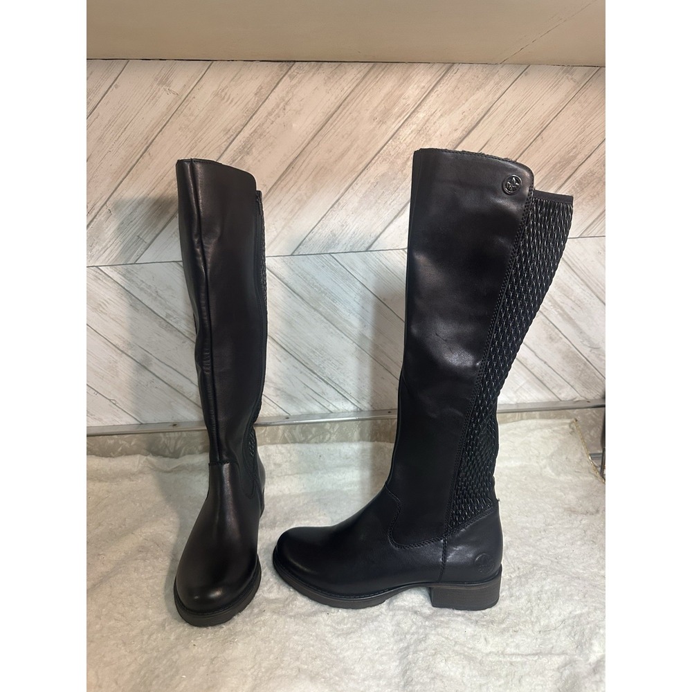 Rieker Z9591-00 Faith Women's Knee High Boots Black Leather Size 36 W/$175 TAG